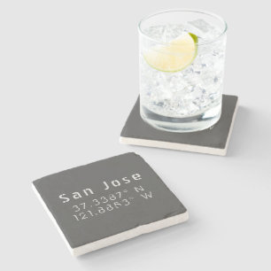 San Jose Latitude Longitude Stone Coaster