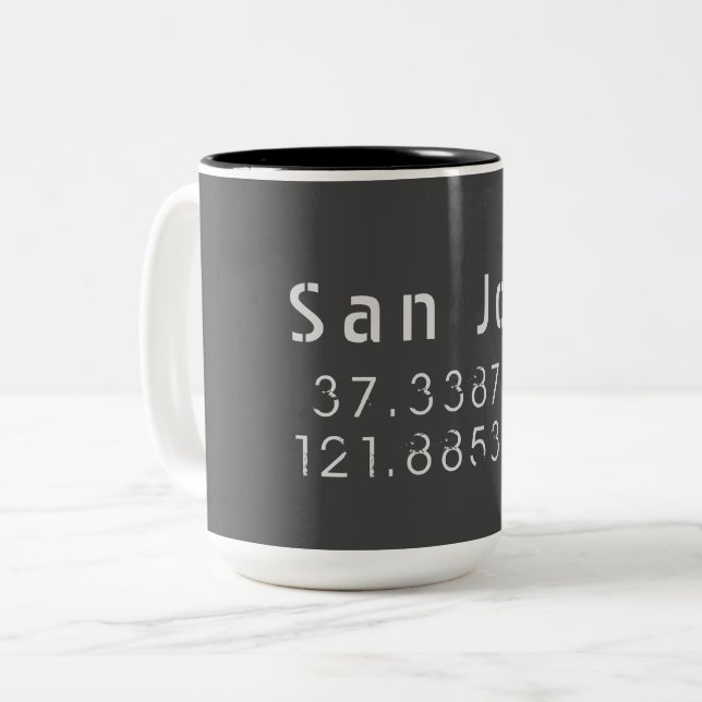 San Jose Latitude Longitude   Two-Tone Coffee Mug (Front Left)
