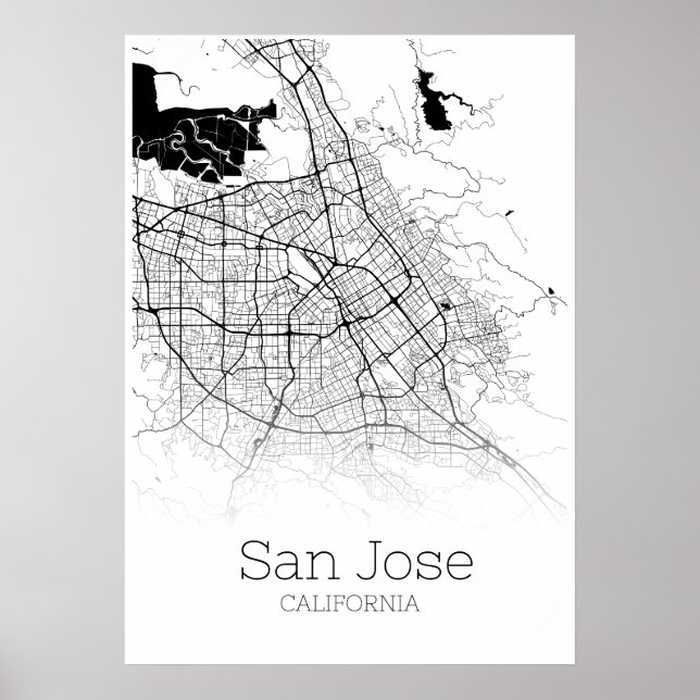 San Jose Map - California CA - City Map Poster (Front)
