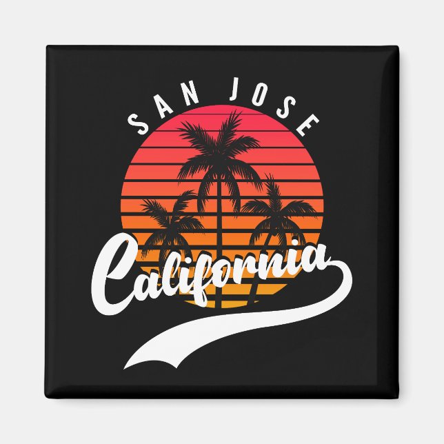 San Jose Retro Sunset And Palm Trees Magnet (Front)