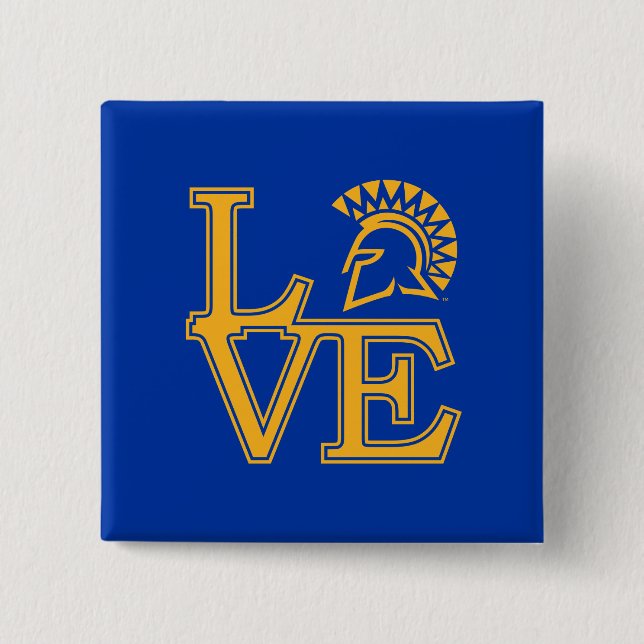 San Jose State Love 2 Inch Square Button (Front)