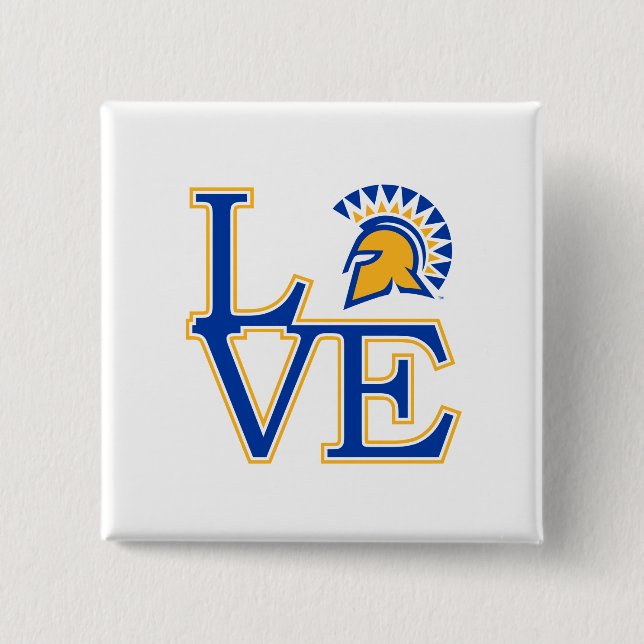 San Jose State Love 2 Inch Square Button (Front)