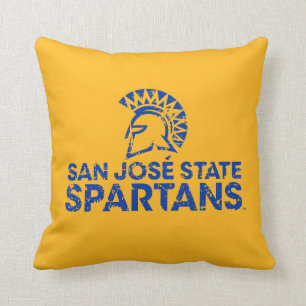 San Jose State Spartans Logo Wordmark Distressed Throw Pillow