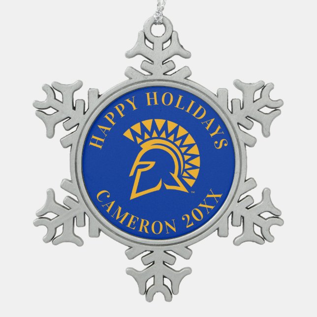 San Jose State Spartans Snowflake Pewter Christmas Ornament (Front)