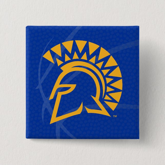 San Jose State Spartans State Basketball 2 Inch Square Button (Front)