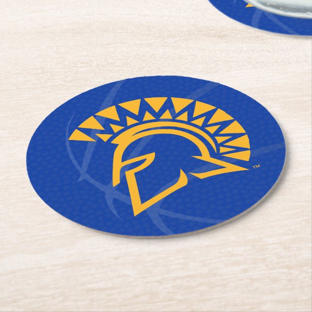 San Jose State Spartans State Basketball Round Paper Coaster (Angled)