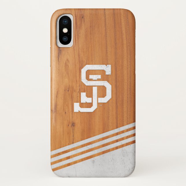 San Jose State Spartans wood cement stripe Case-Mate iPhone Case (Back)