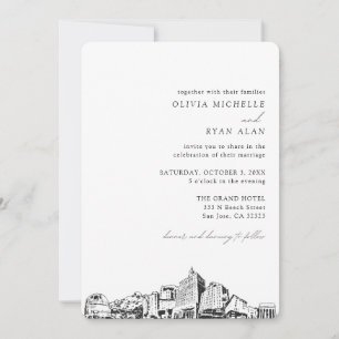 San Jose Wedding Elegant Skyline Invitation