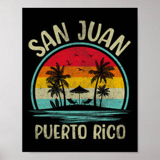 San Juan Beach Puerto Rico Palm Tree Family Summer Poster