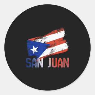 San Juan City Puerto Rico Flag Vintage Roots Boric Classic Round Sticker