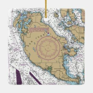 San Juan Island WA Chart Ceramic Ornament