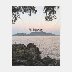 San Juan Islands - Moon Rising Over Cypress Island Fleece Blanket