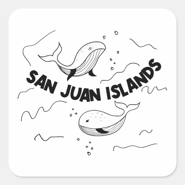 San Juan Islands Whales Square Sticker (Front)