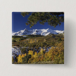 San Juan Mountains and Aspen trees in fallcolor 2 Inch Square Button