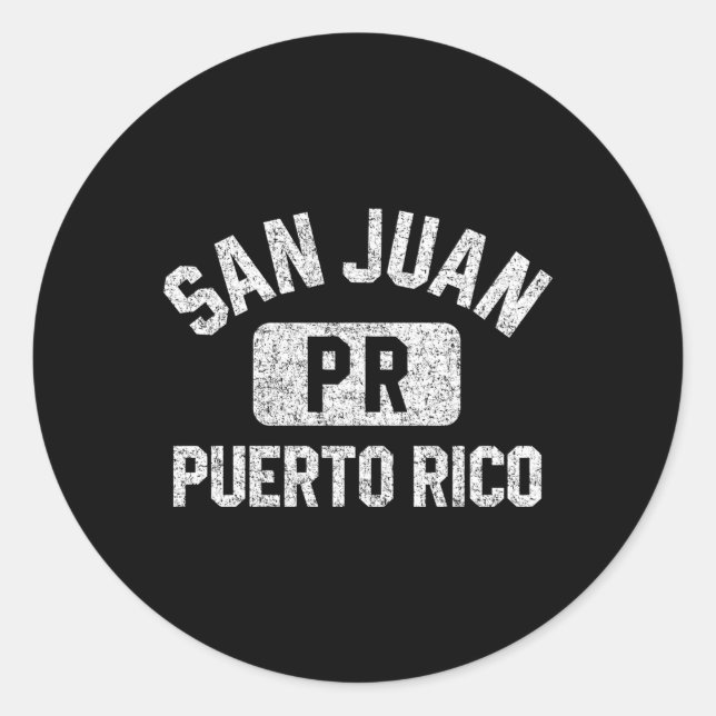 San Juan Pr Puerto Rico Gym Style Distressed White Classic Round Sticker (Front)