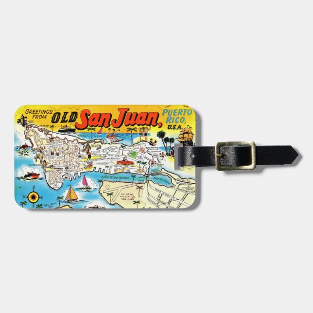 San Juan Puerto Rico Map Luggage Tag (Front Horizontal)
