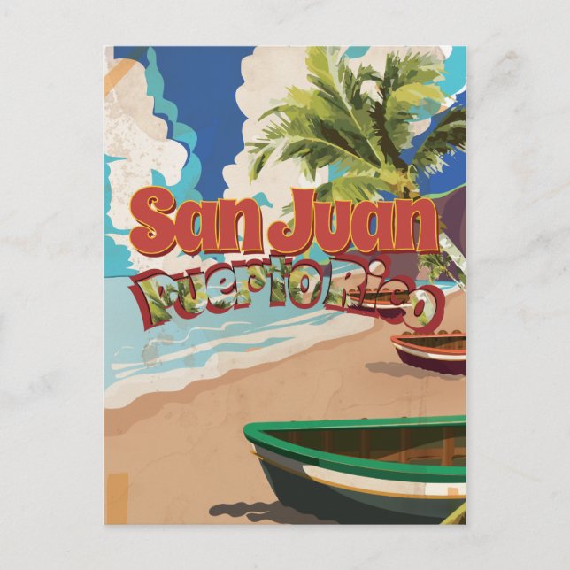 San Juan Puerto Rico Vintage Travel Poster Postcard (Front)