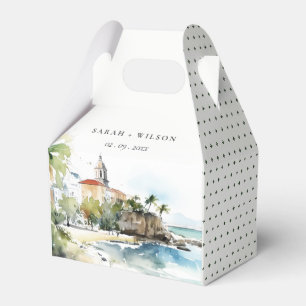 San Juan Puerto Rico Watercolor Landscape Wedding Favor Box