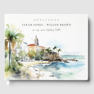 San Juan Puerto Rico Watercolor Landscape Wedding Guest Book