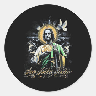 San Judas Tadeo Religious Art Catholic Saints Desi Classic Round Sticker