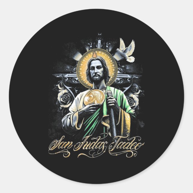 San Judas Tadeo Religious Art Catholic Saints Desi Classic Round Sticker (Front)