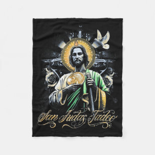 San Judas Tadeo Religious Art Catholic Saints Desi Fleece Blanket