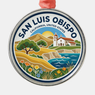 San Luis Obispo, California Central Coast Metal Ornament