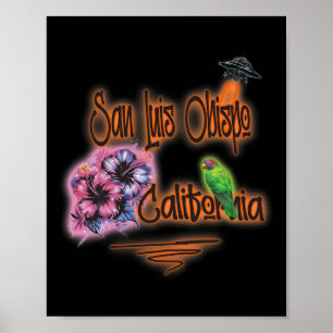 San Luis Obispo California Retro Surfer Vintage Ai Poster
