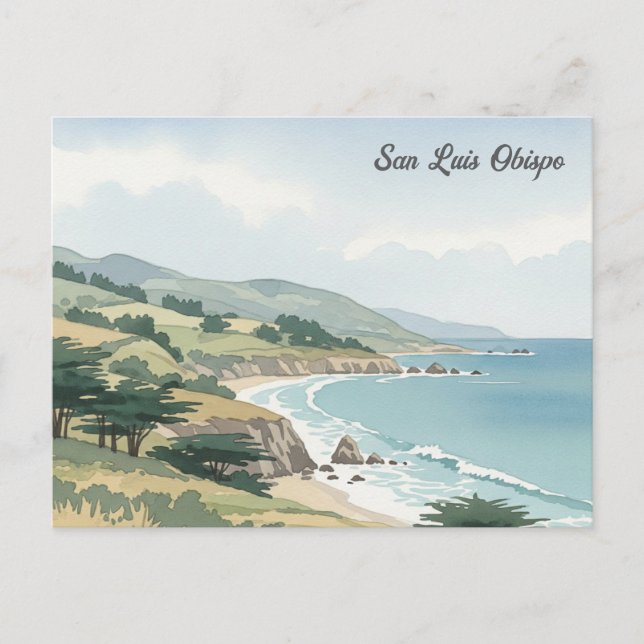 San Luis Obispo  California Watercolor Postcard (Front)