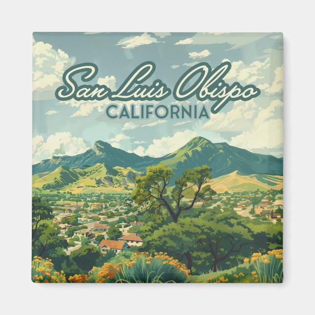 San Luis Obispo SLO California Central Coast Retro Magnet (Front)