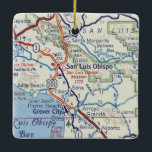 San Luis Obispo Vintage Map Ceramic Ornament<br><div class="desc">San Luis Obispo Christmas ornament with vintage map from 1955.</div>