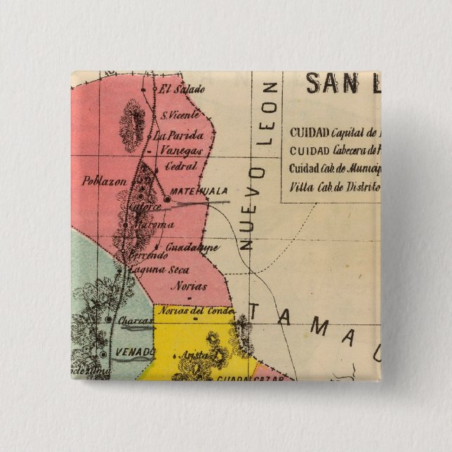 San Luis Potosi, Mexico 2 Inch Square Button (Front)