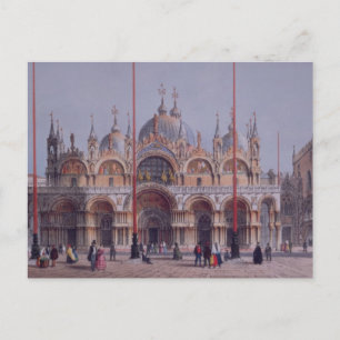 San Marco, Venice, engraved by Brizeghel (litho) Postcard