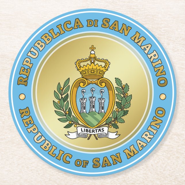 San Marino Coat of Arms Round Paper Coaster (Front)