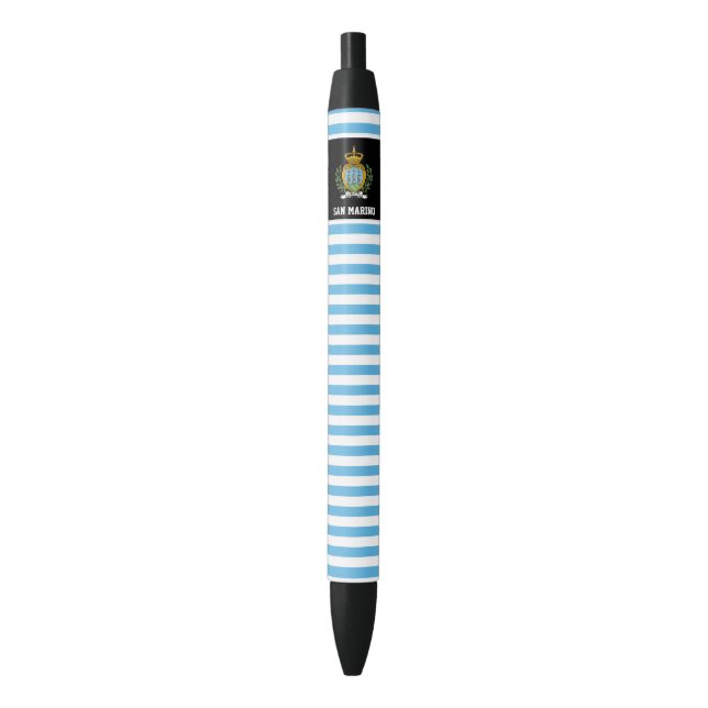 San Marino Flag Cute Patriotic Black Ink Pen (Front Vertical)