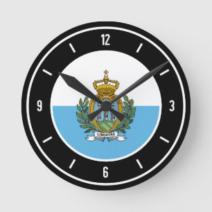 San Marino Flag Elegant Round Clock