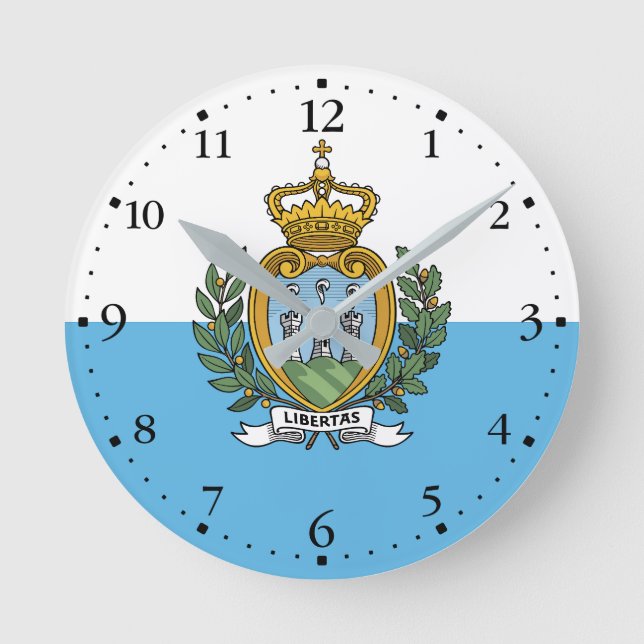 San Marino Flag Round Clock (Front)