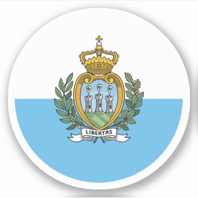 San Marino Flag Round Sticker (Front)