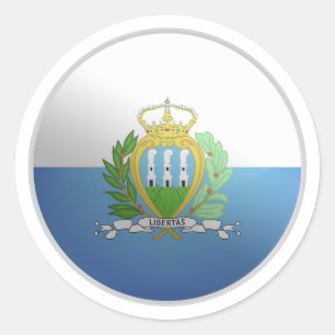 San marino Glossy Circle Flag  Classic Round Sticker