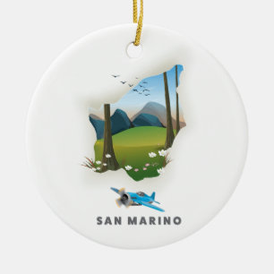 San Marino Illustrated travel poster. Ceramic Ornament