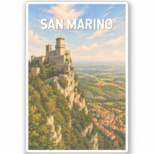 San Marino Illustration Travel Art Vintage