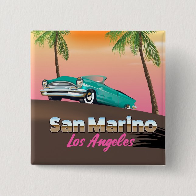 San Marino Los Angeles 2 Inch Square Button (Front)