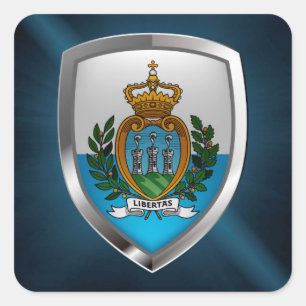 San Marino Metallic Emblem Square Sticker