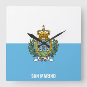 San Marino National Flag Patriotic Square Wall Clock