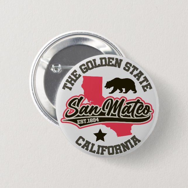 San Mateo,California 2 Inch Round Button (Front & Back)