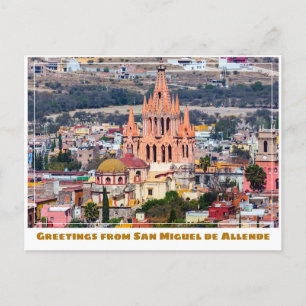 San Miguel de Allende Colourful Building & Church Postcard