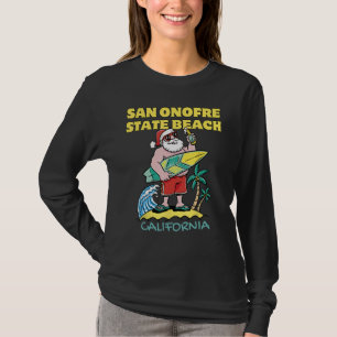 SAN ONOFRE STATE BEACH CALIFORNIA Santa Christmas T-Shirt