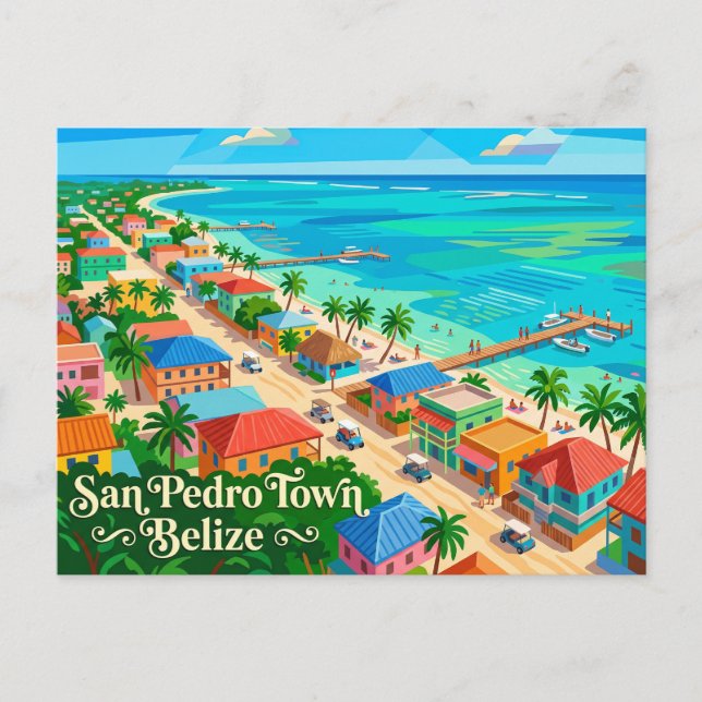 San Pedro Town Belize Postcard (Front)