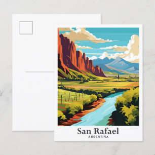 San Rafael Argentina Travel Vintage Illustration Postcard