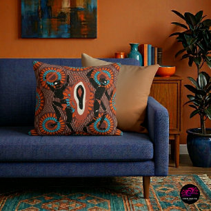 San Rock Rhythm Linocut Throw Pillow